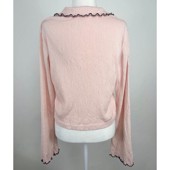 Nation LTD Daisy Collared Top in Pink Size Large - Picture 2 of 10
